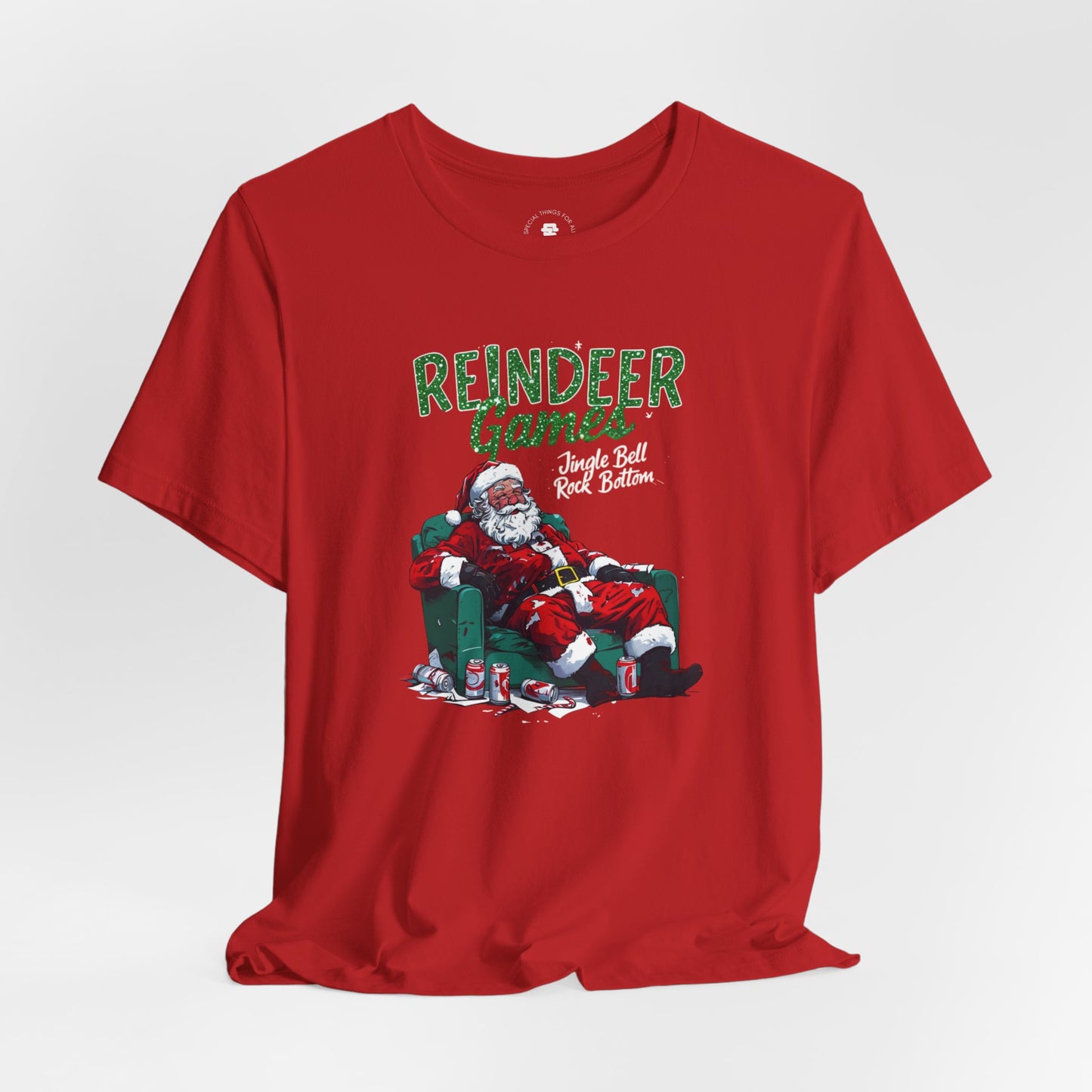 Drunken Santa Claus Reindeer Games Jingle Bell Rock Bottom Funny Christmas T-Shirt