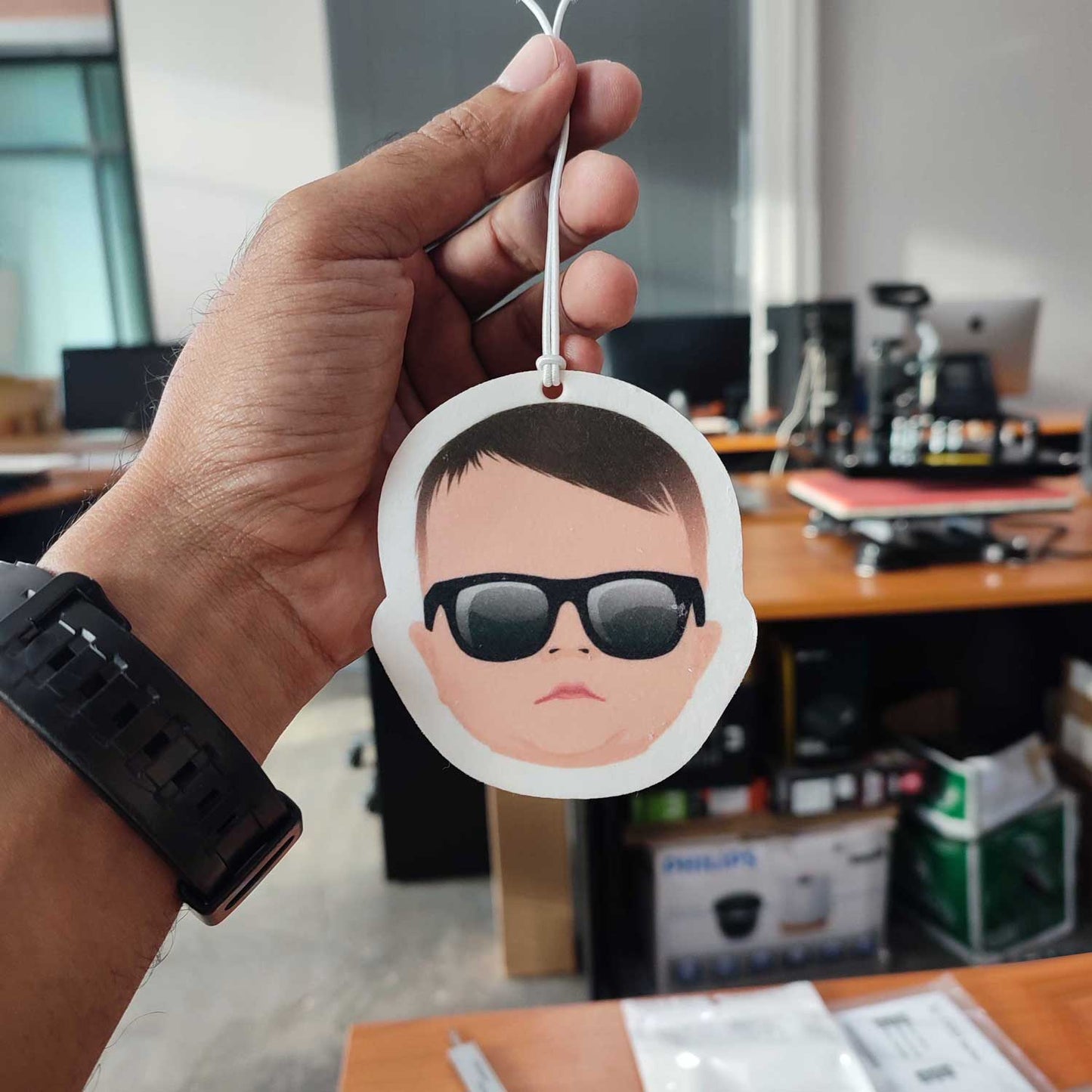 Custom Baby Face Air Freshener Hand Drawn from Photo, Personalized Hanging Baby Face Portrait Car Air Freshener Picture