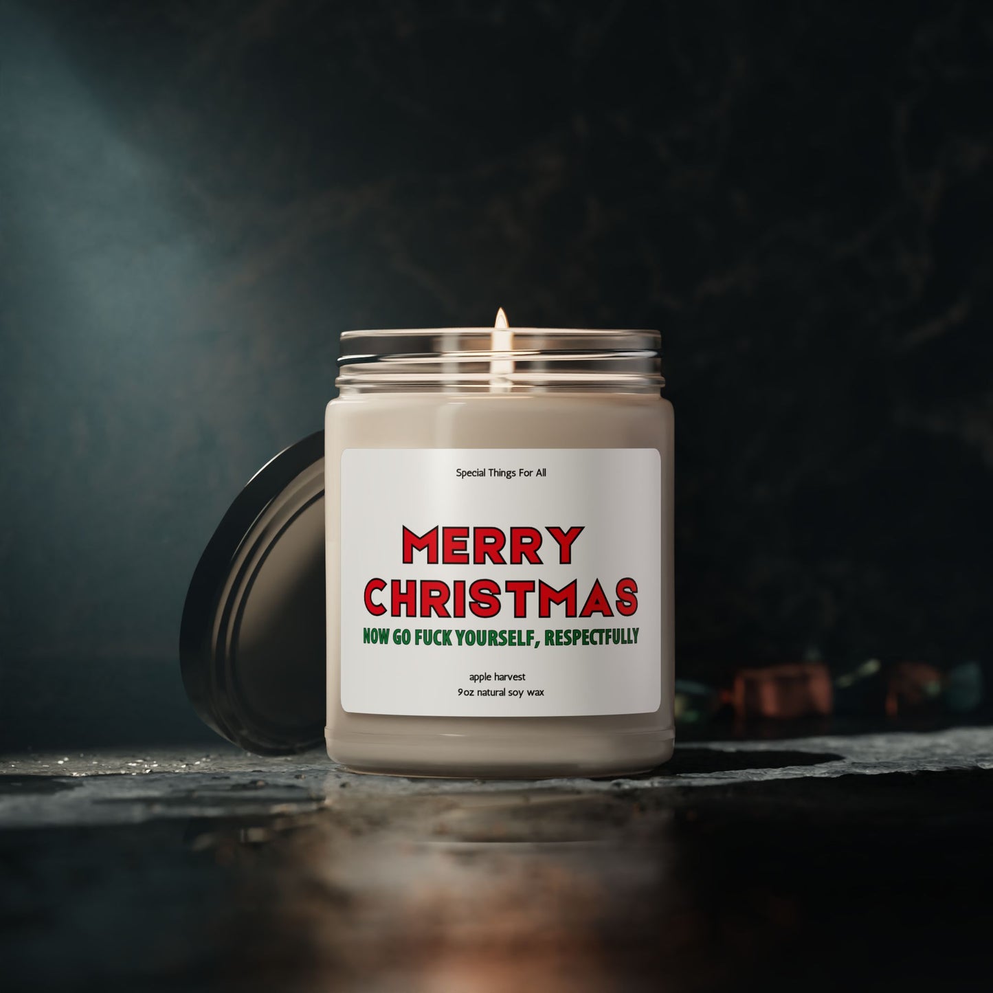 Merry Christmas Now Go Fuck Yourself Respectfully Glass Candle