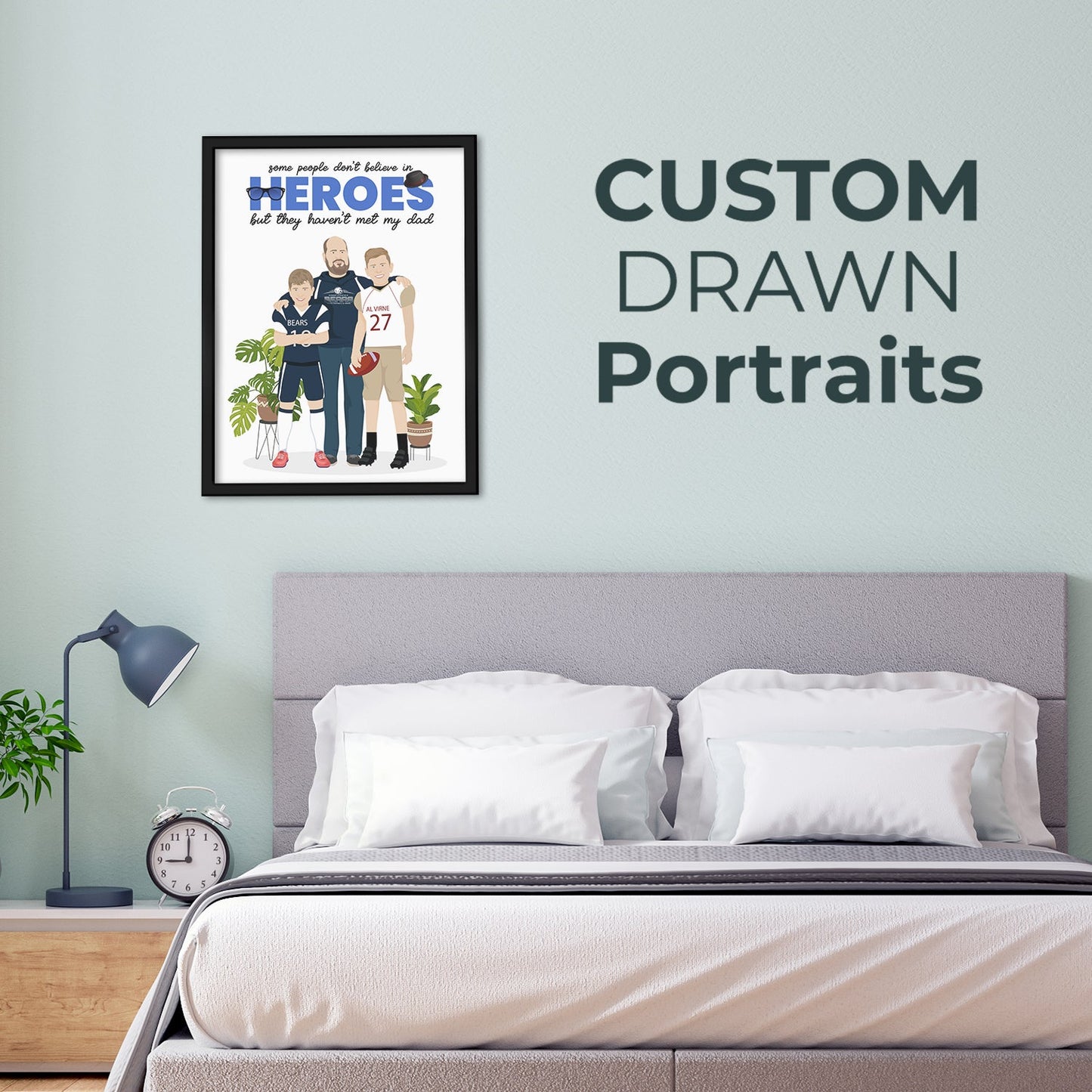 Custom Dad Hero Frame Personalized and Hand Drawn from Your Photo