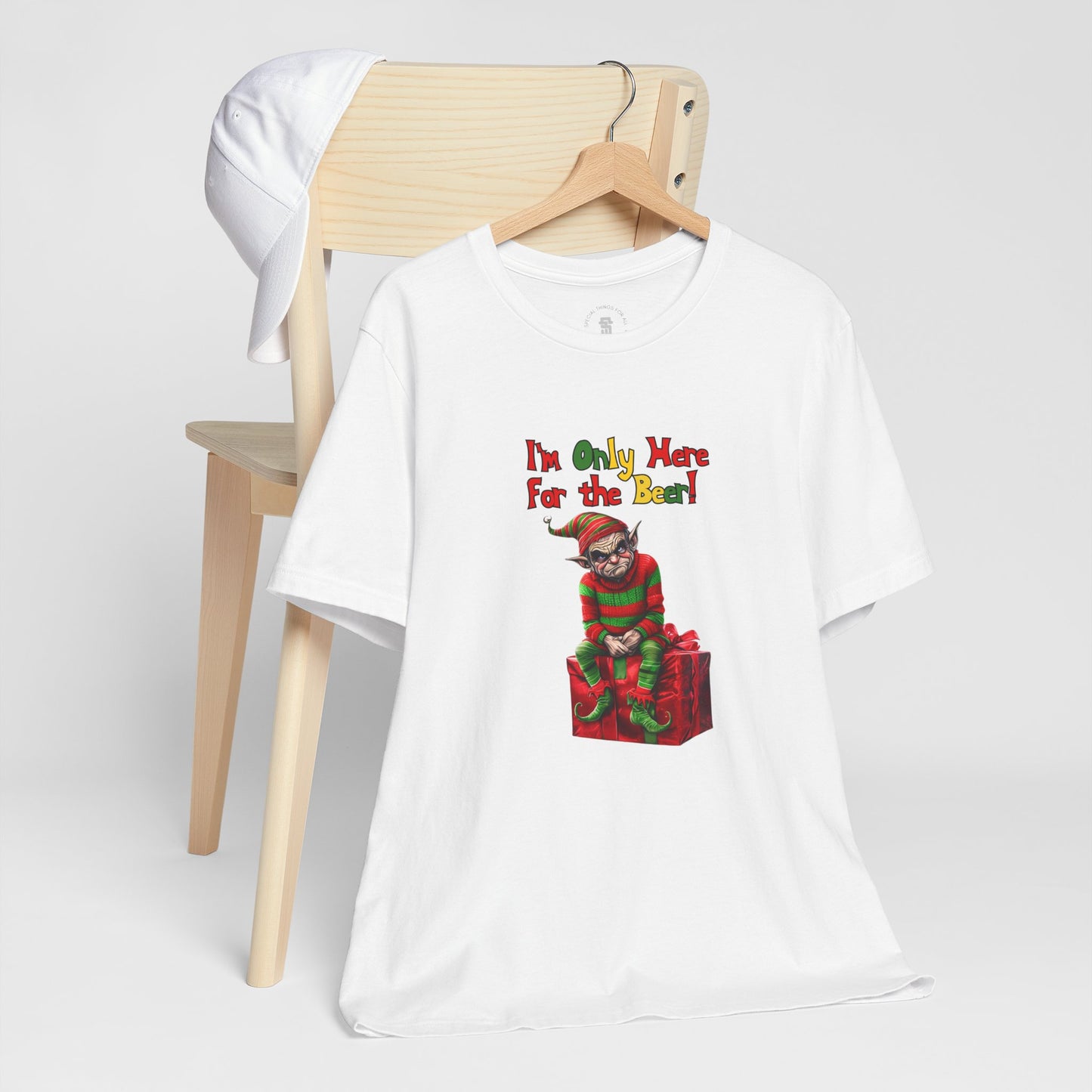 Funny Christmas T-Shirt I'm Only Here for the Beer Elf Shirt