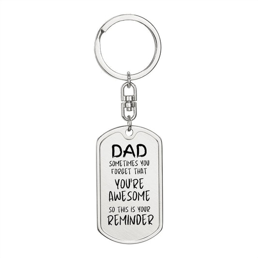 Dad You're Awesome Dog Tag Keychain from Kids (Engraving option on next Page)