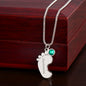 Engraved Baby Feet with Birthstones Necklace - First Mother's Day