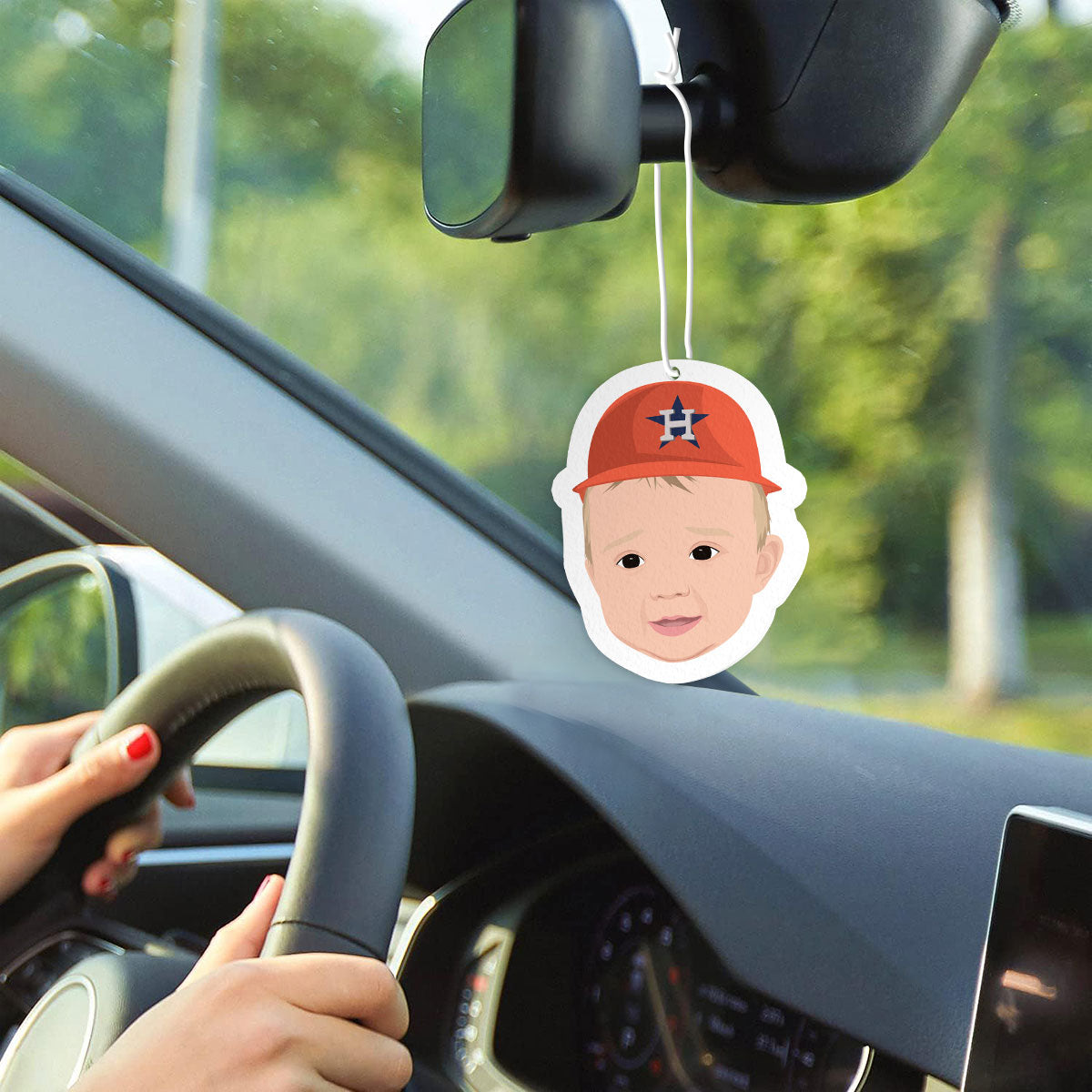 Custom Baby Face Air Freshener Hand Drawn from Photo, Personalized Hanging Baby Face Portrait Car Air Freshener Picture