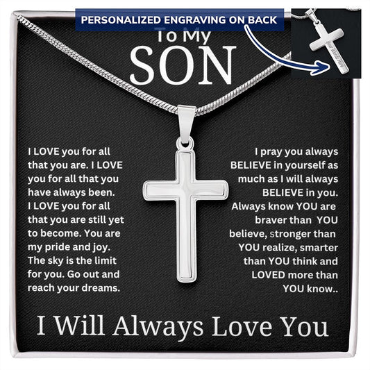 Custom Personalized Cross To My Son; I Will Always Love You