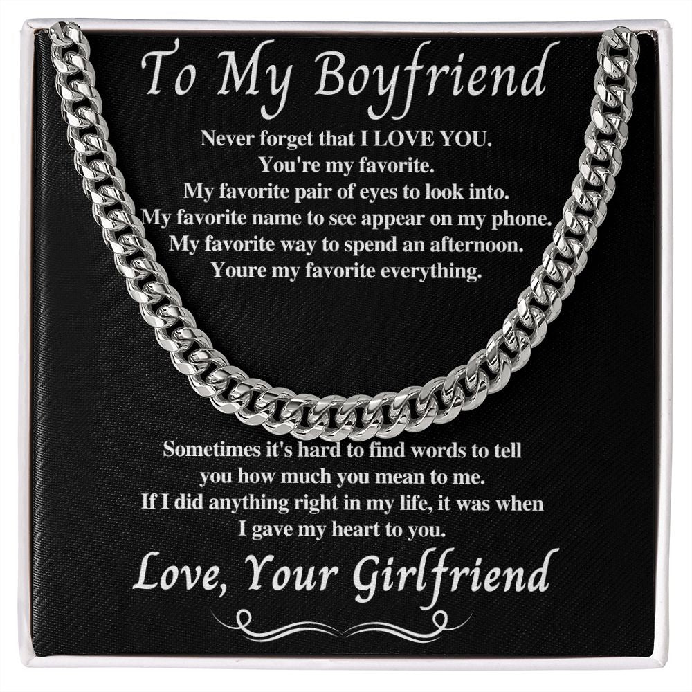 To My Boyfriend - You're My Favorite Person - Cuban Chain Necklace