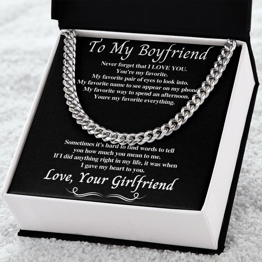 To My Boyfriend - You're My Favorite Person - Cuban Chain Necklace