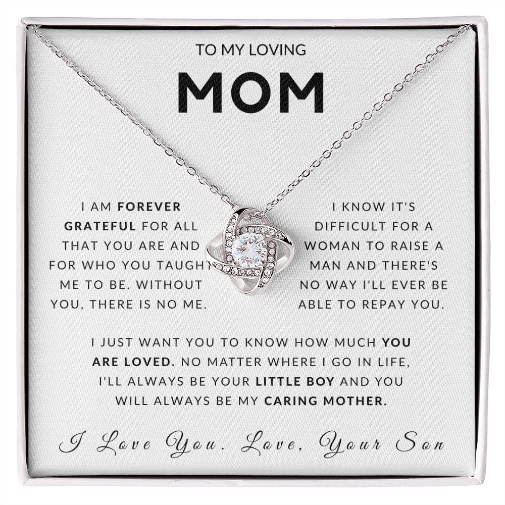 To My Loving Mom Love Knot Necklace - Always Your Little Boy - Love Your Son