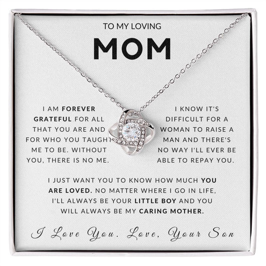 To My Loving Mom Love Knot Necklace - Always Your Little Boy - Love Your Son