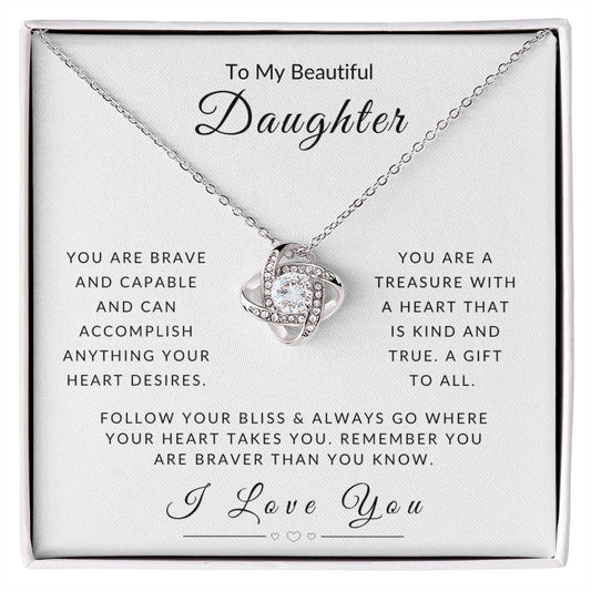 To My Daughter - Follow Your Heart Love Knot Necklace