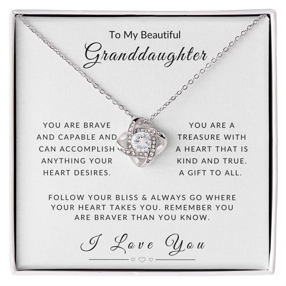To My Granddaughter Follow Your Heart Love Knot Necklace