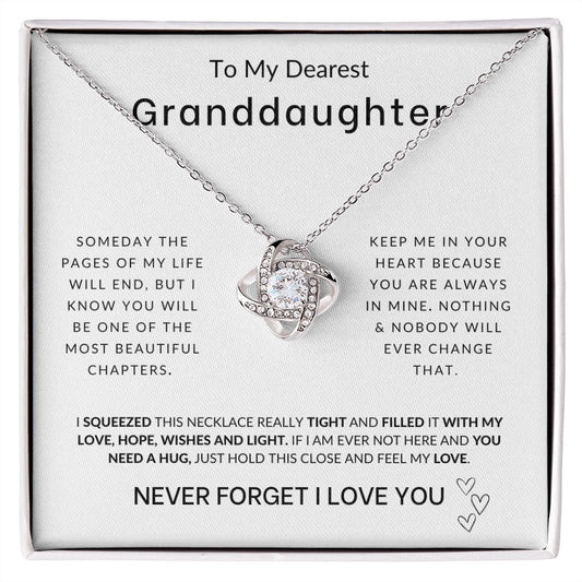 To My Granddaughter Never Forget I Love You Love Knot Necklace