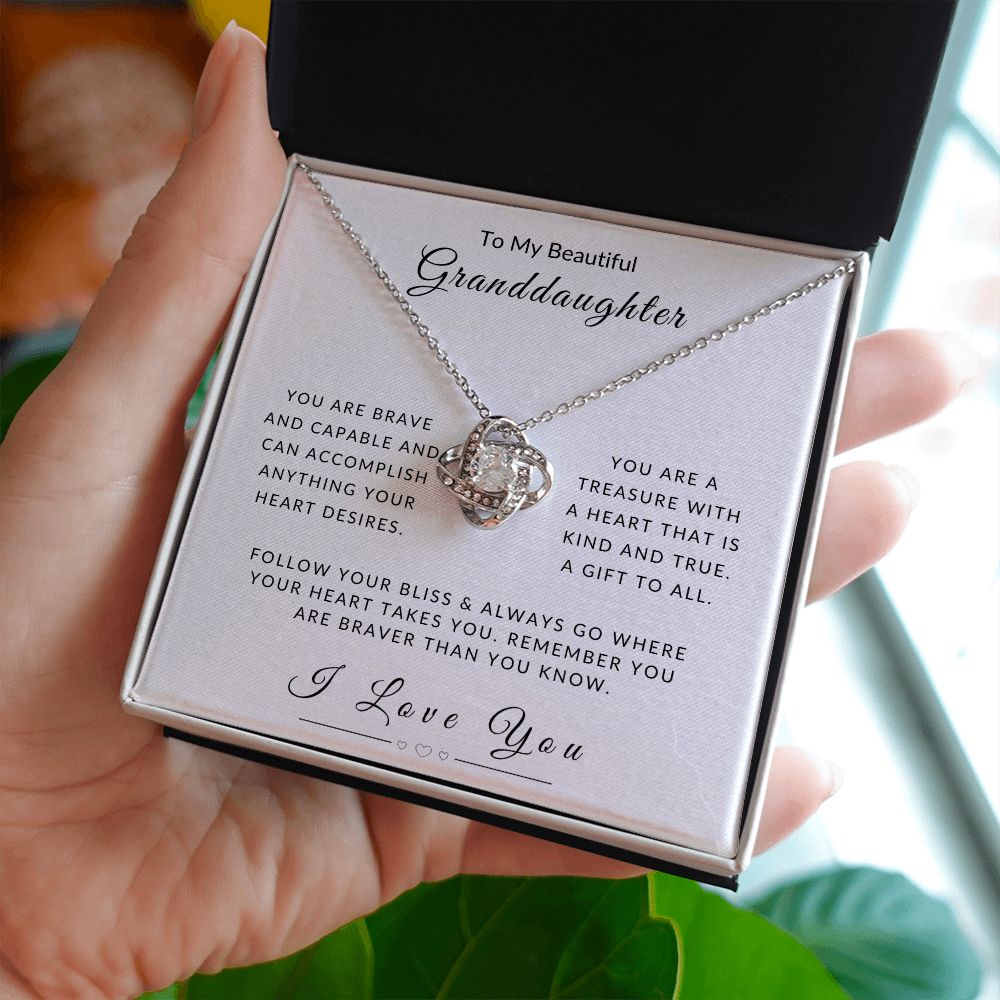 To My Granddaughter Follow Your Heart Love Knot Necklace