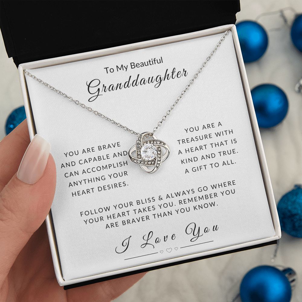 To My Granddaughter Follow Your Heart Love Knot Necklace