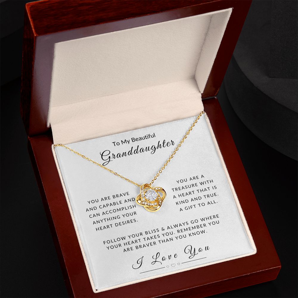 To My Granddaughter Follow Your Heart Love Knot Necklace