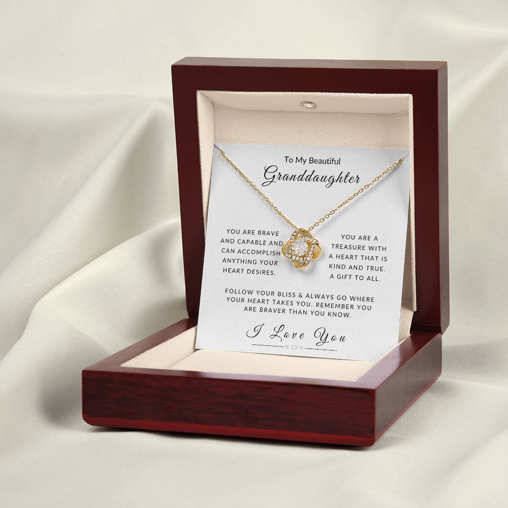 To My Granddaughter Follow Your Heart Love Knot Necklace