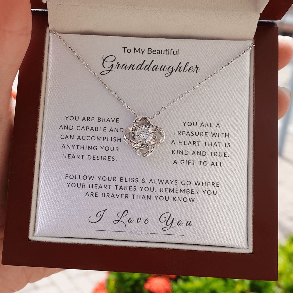 To My Granddaughter Follow Your Heart Love Knot Necklace