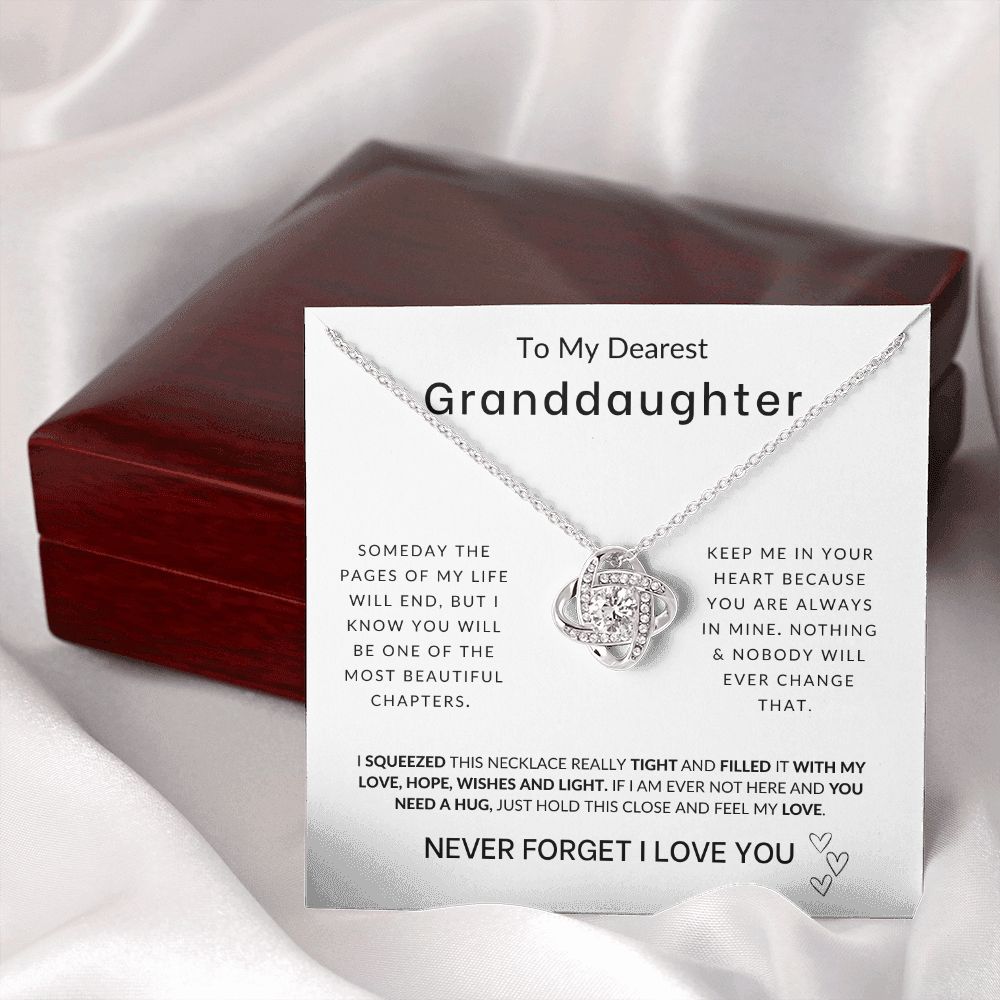 To My Granddaughter Never Forget I Love You Love Knot Necklace