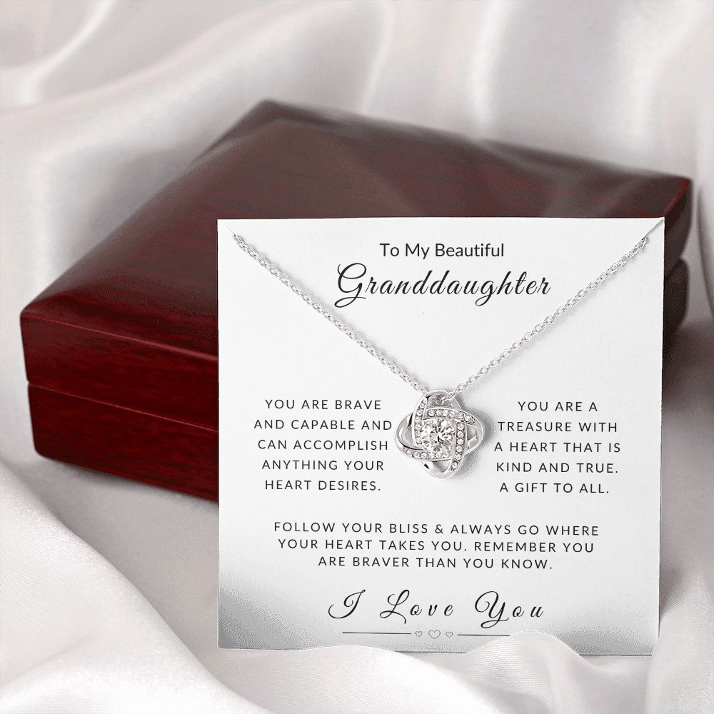 To My Granddaughter Follow Your Heart Love Knot Necklace