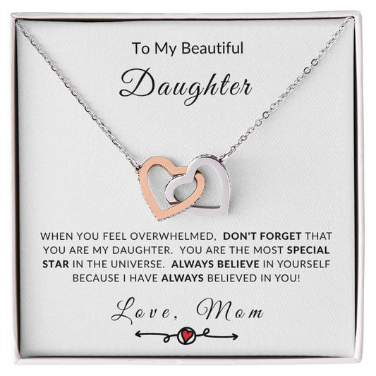 To My Daughter - You're My Special Star Interlocking Hearts Necklace