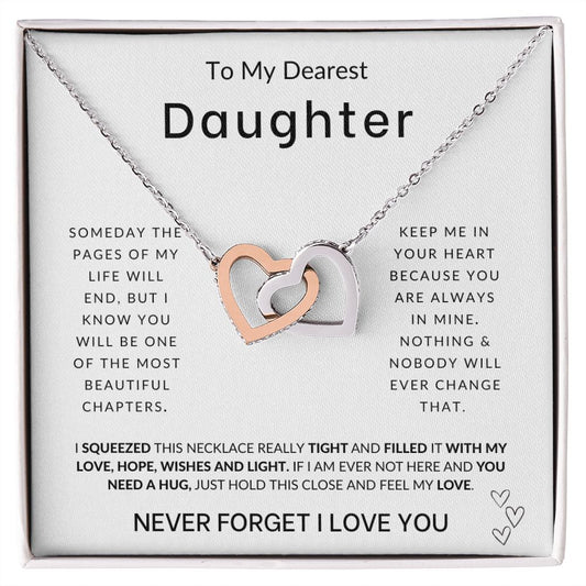 To My Daughter - Always In My Heart - Interlocking Hearts Necklace