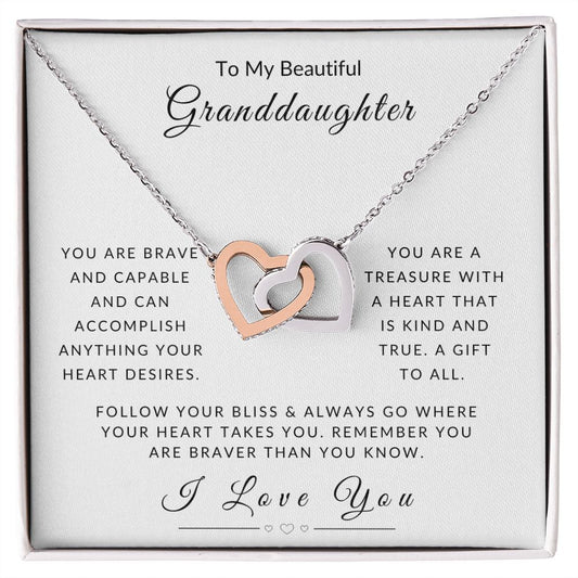 To My Granddaughter - Follow Your Heart Interlocking Hearts Necklace