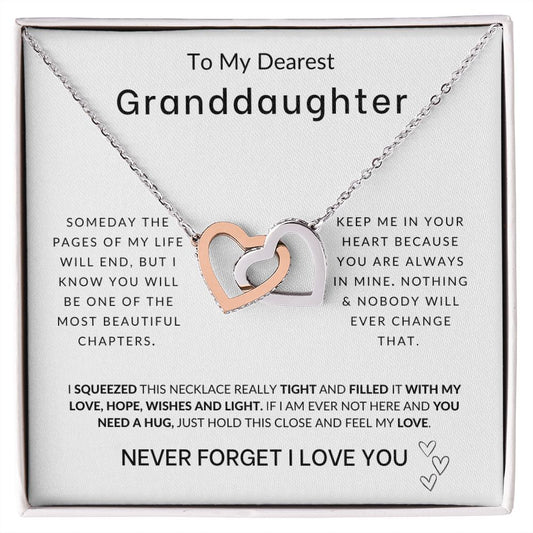 To My Granddaughter - Keep Me In Your Heart Interlocking Hearts Necklace