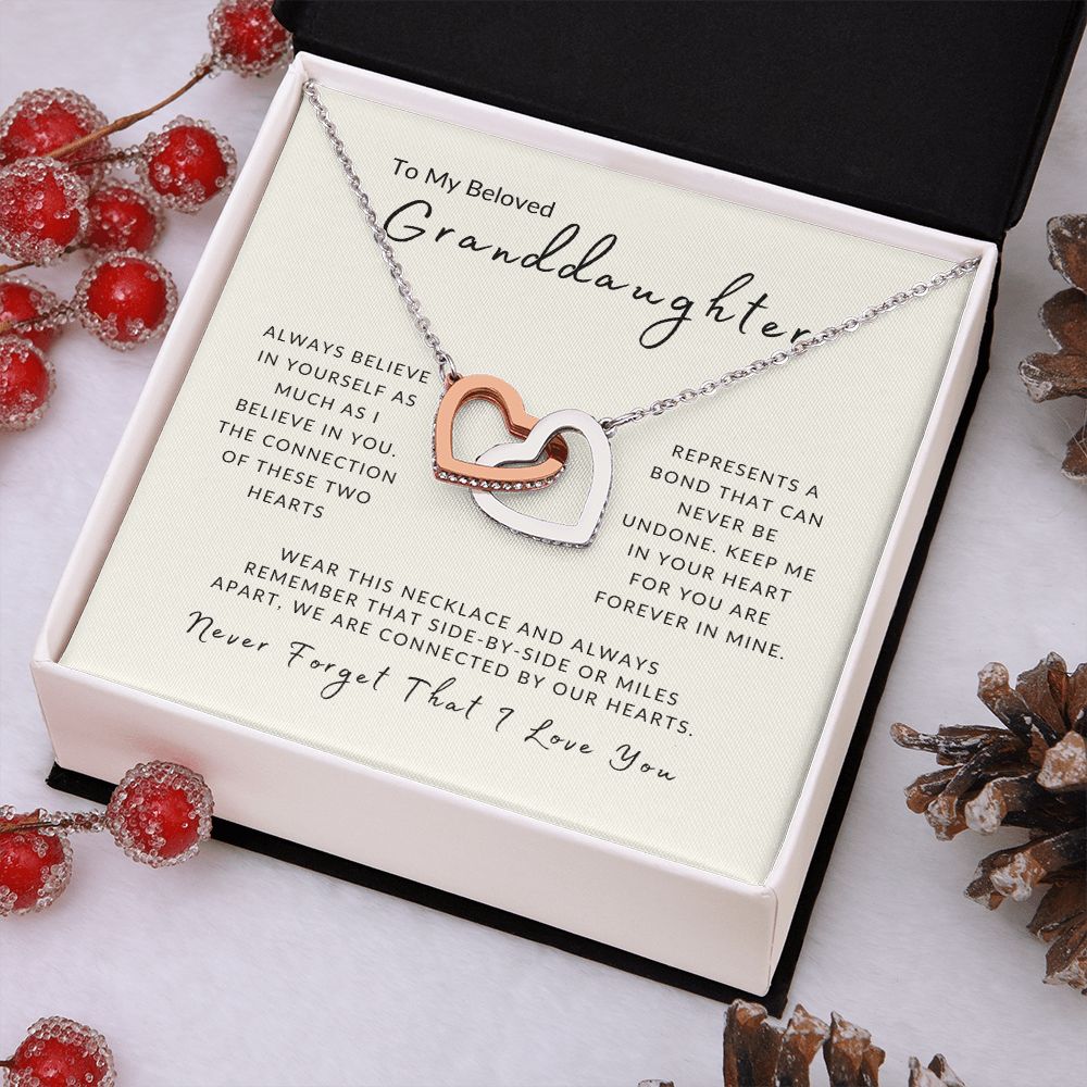 To My Granddaughter - A Bond That Cannot Be Undone Interlocking Hearts Necklace