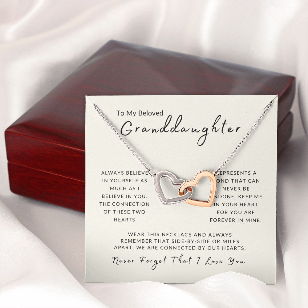 To My Granddaughter - A Bond That Cannot Be Undone Interlocking Hearts Necklace