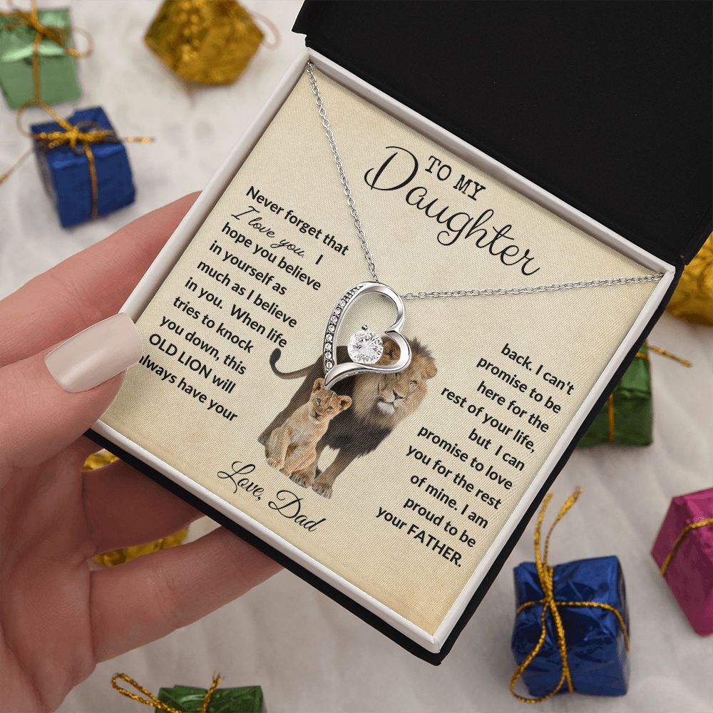 To My Daughter - Forever Love Necklace - Proud Lion - Love Dad