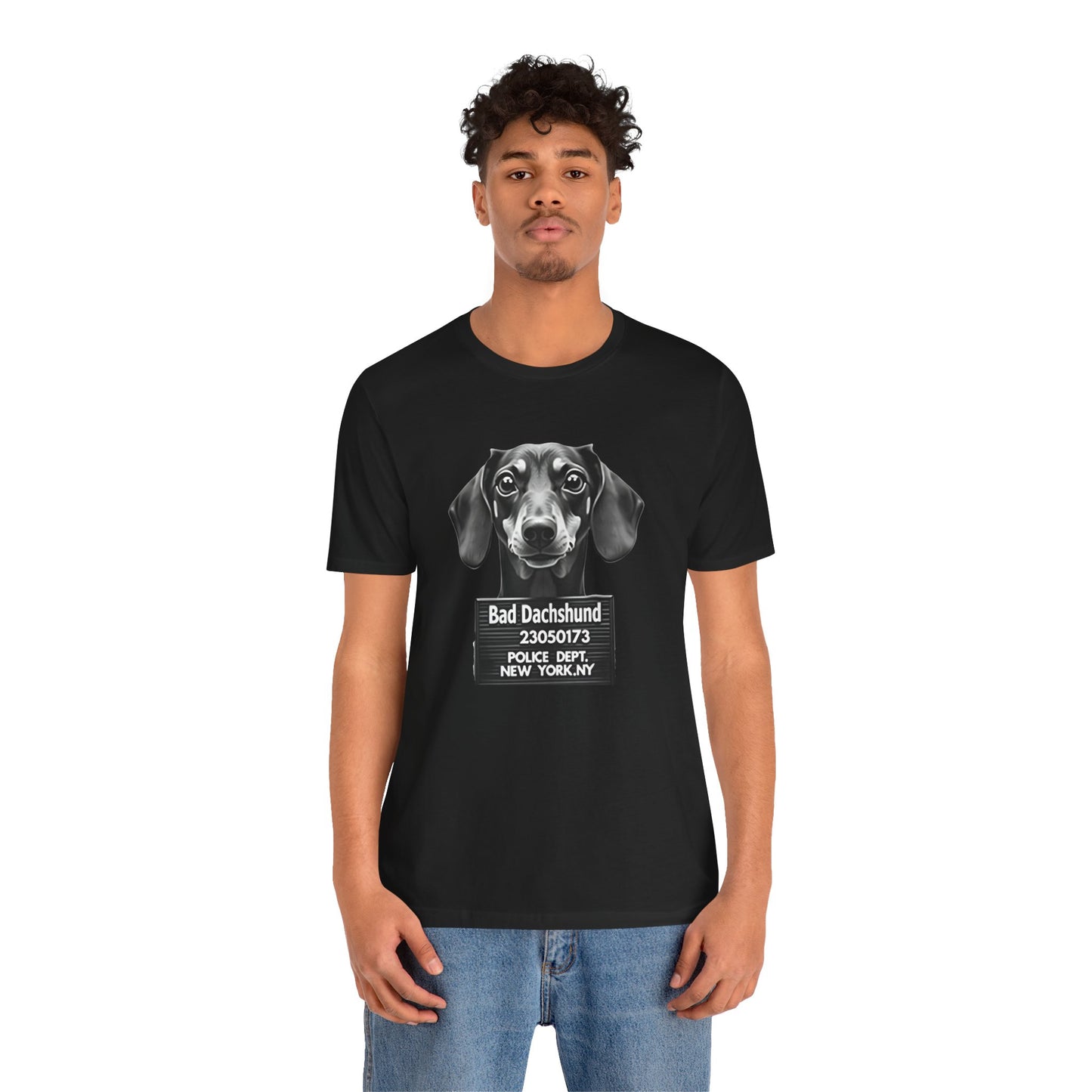 Funny Bad Dachshund Mugshot T-Shirt