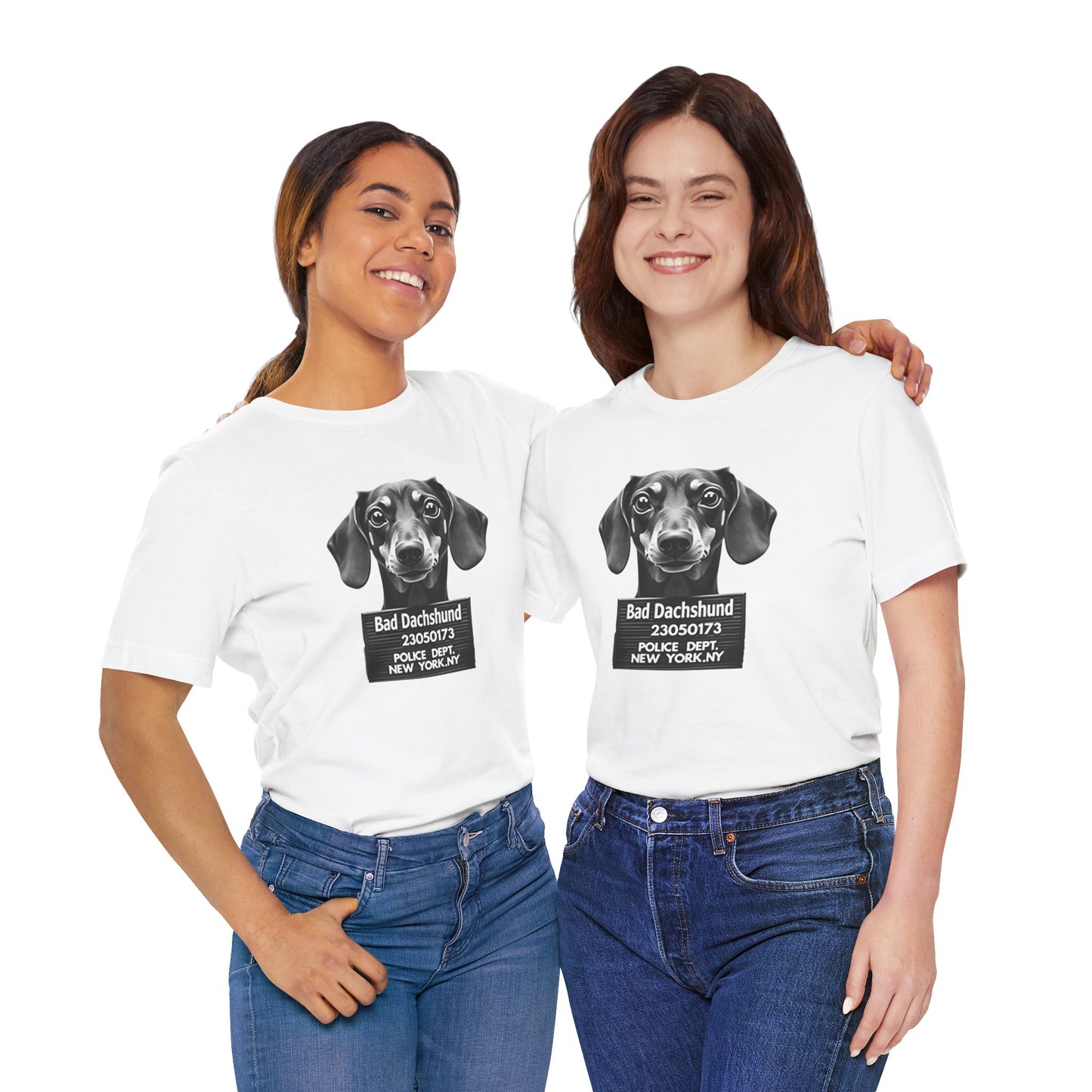 Funny Bad Dachshund Mugshot T-Shirt