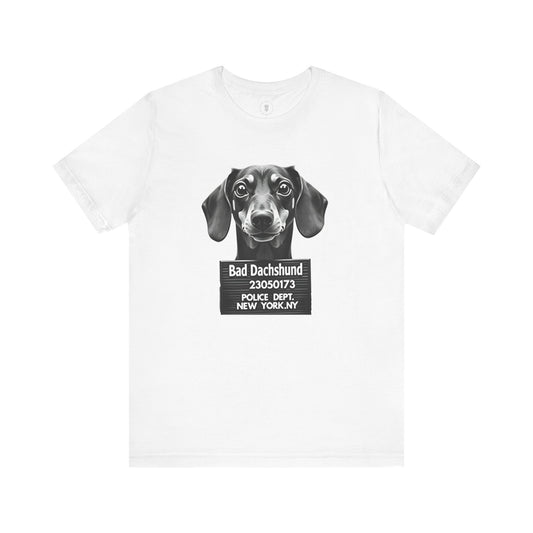 Funny Bad Dachshund Mugshot T-Shirt