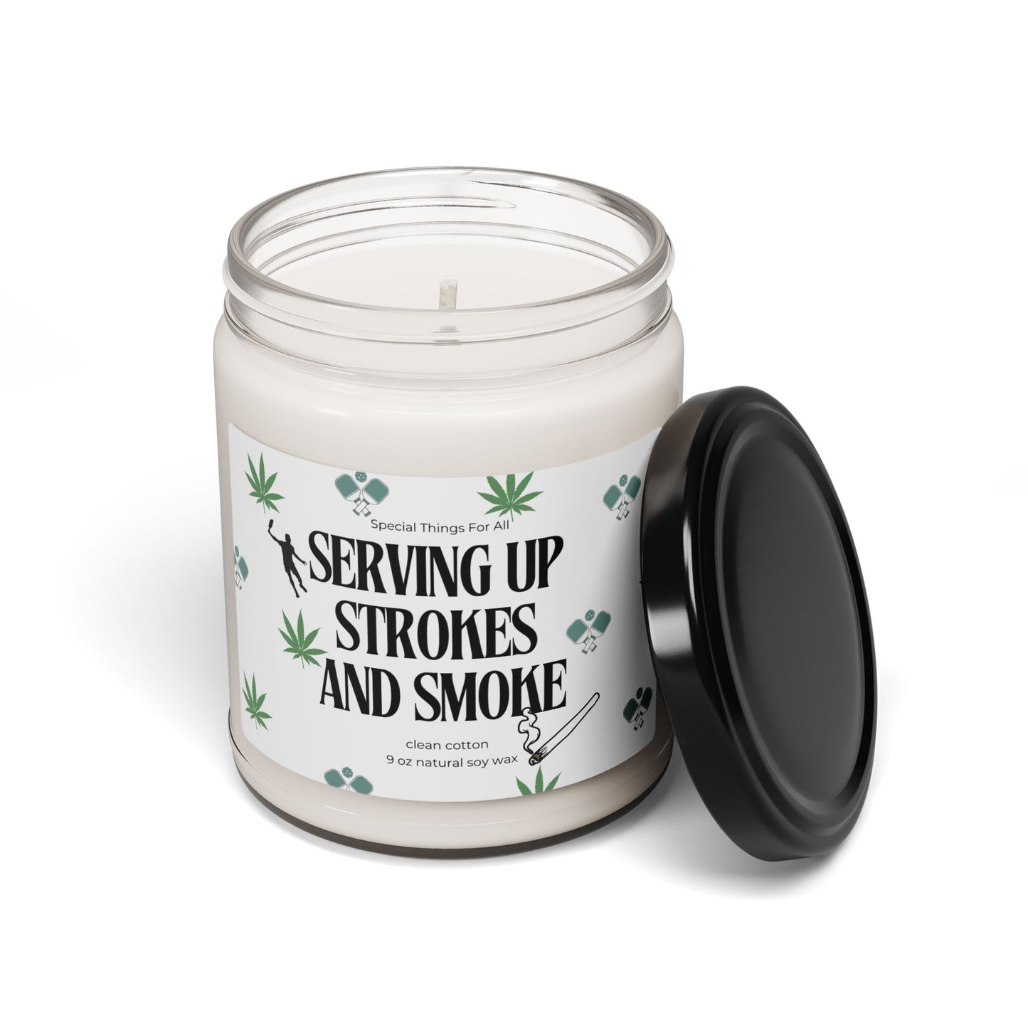 Pickleball and Pot Serving Up Strokes and Smoke Humorous Candle