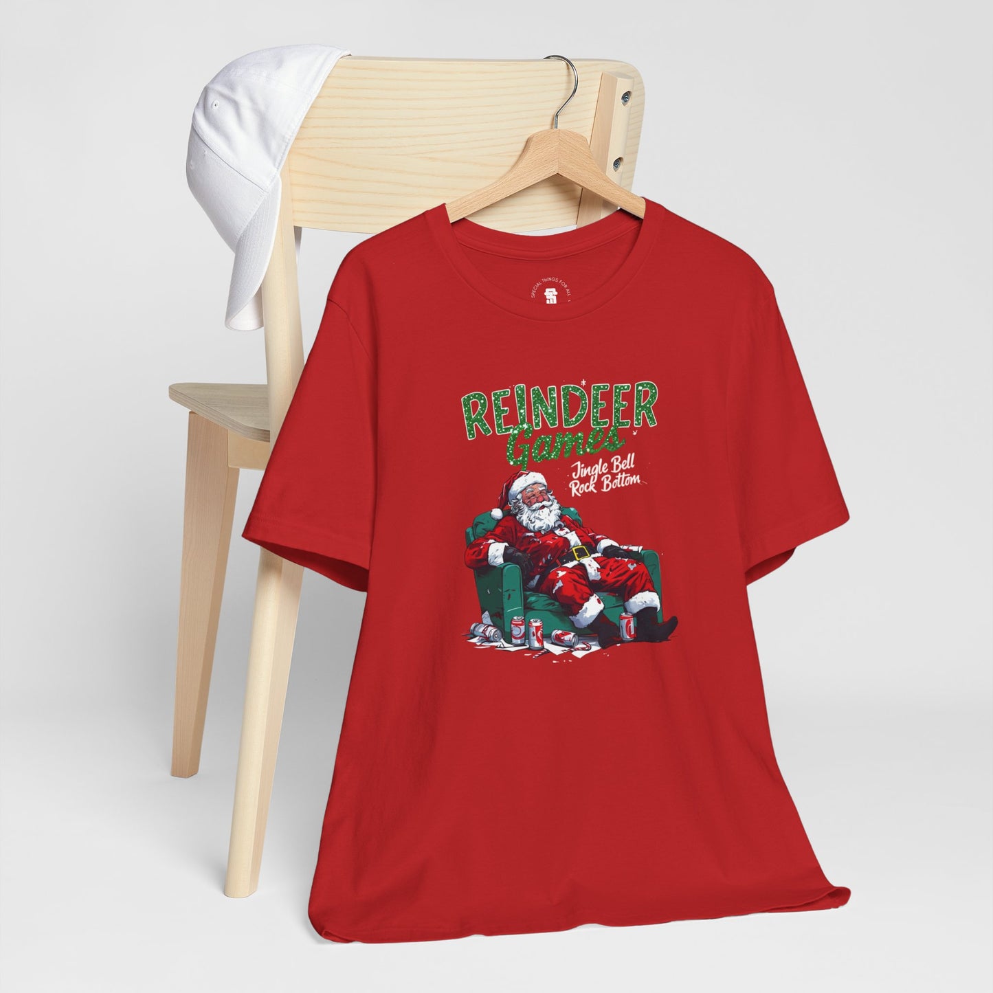 Drunken Santa Claus Reindeer Games Jingle Bell Rock Bottom Funny Christmas T-Shirt