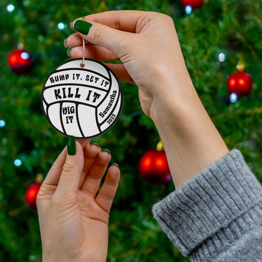 Bump It, Set it, Kill It Custom Name Volleyball Ornament