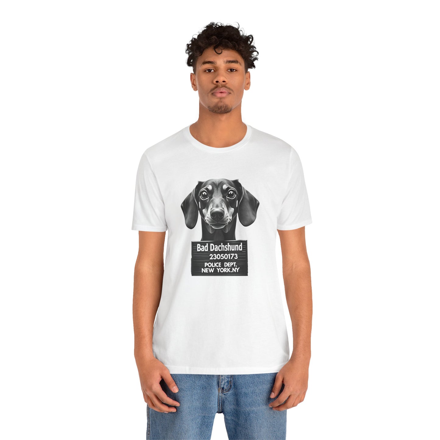 Funny Bad Dachshund Mugshot T-Shirt