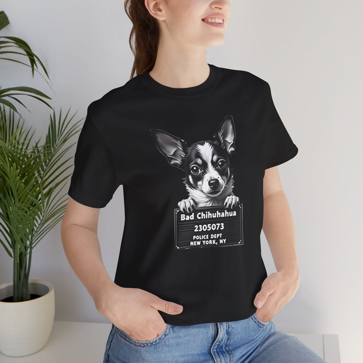 Funny Bad Chihuahua Mugshot T-Shirt