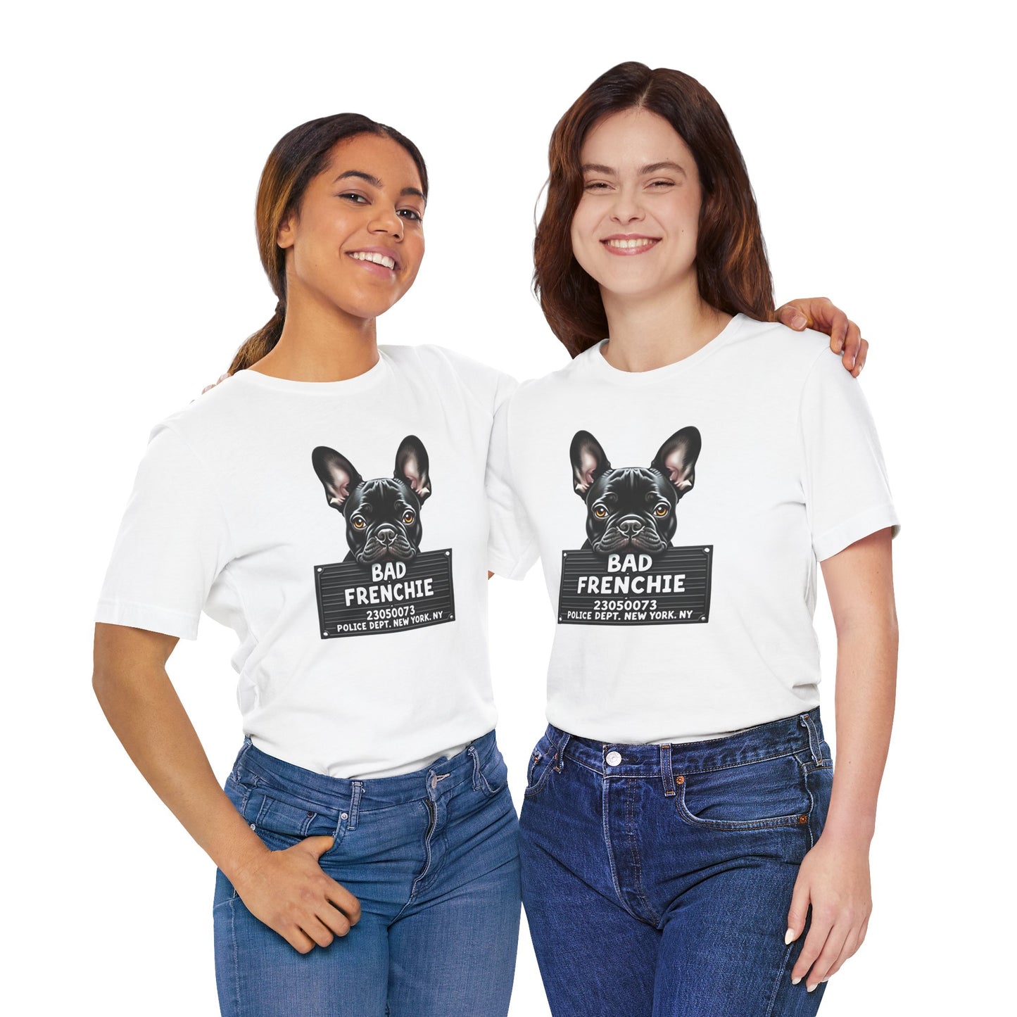 Funny Bad Frenchie Mugshot T-Shirt