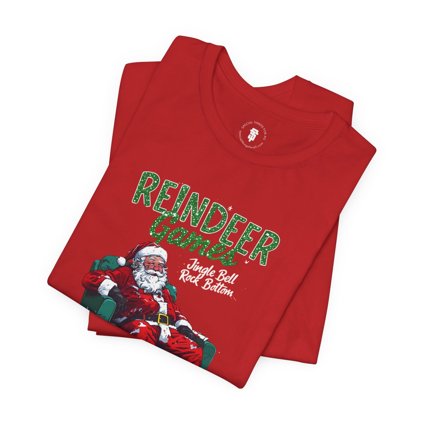 Drunken Santa Claus Reindeer Games Jingle Bell Rock Bottom Funny Christmas T-Shirt