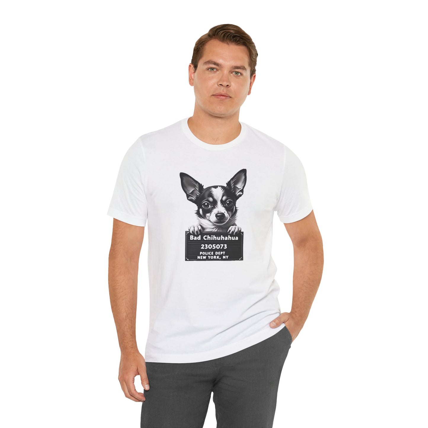 Funny Bad Chihuahua Mugshot T-Shirt