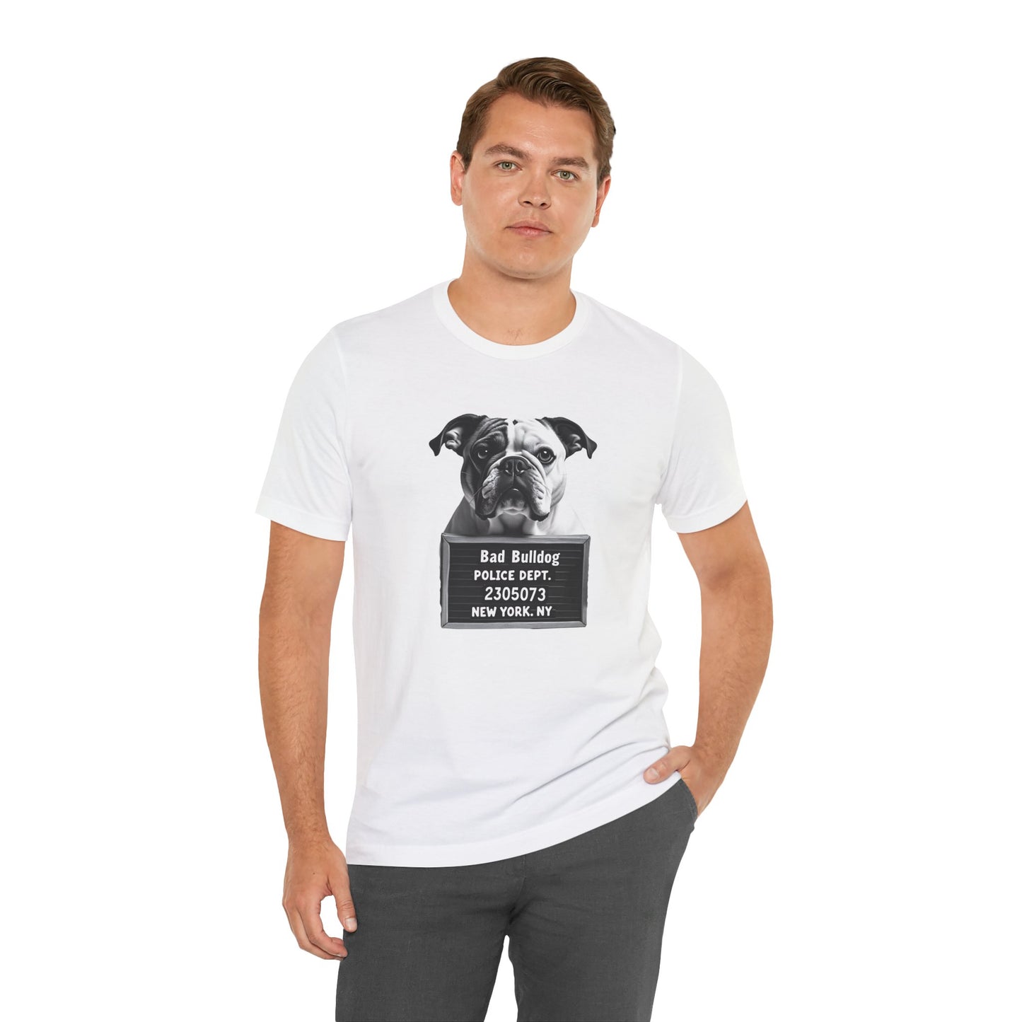 Funny Bad Bulldog Mugshot T-Shirt