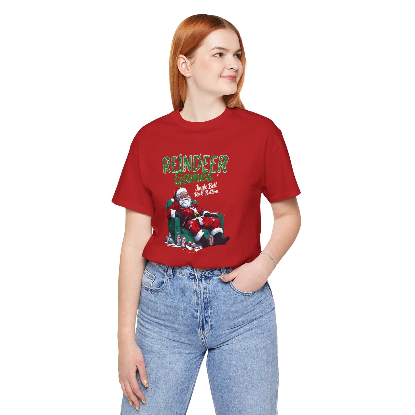 Drunken Santa Claus Reindeer Games Jingle Bell Rock Bottom Funny Christmas T-Shirt