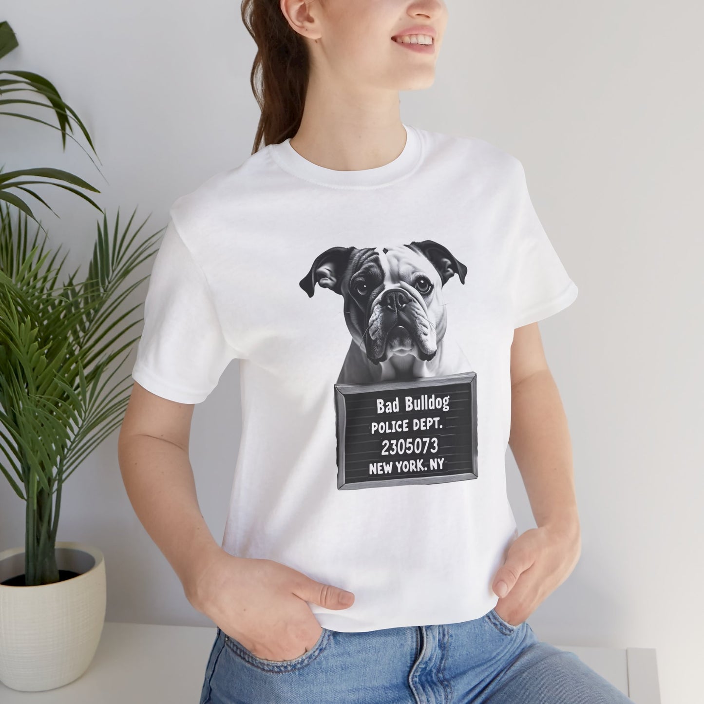 Funny Bad Bulldog Mugshot T-Shirt