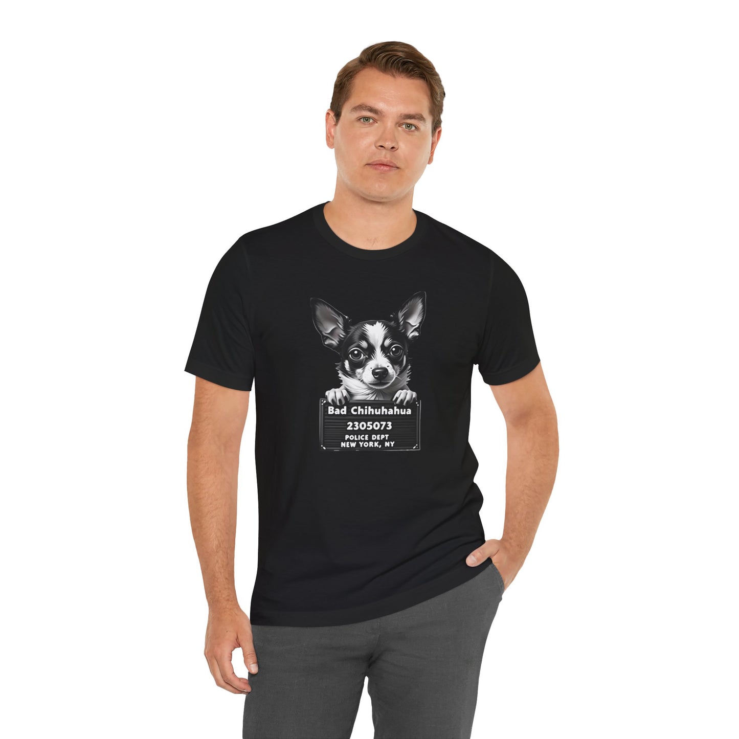Funny Bad Chihuahua Mugshot T-Shirt