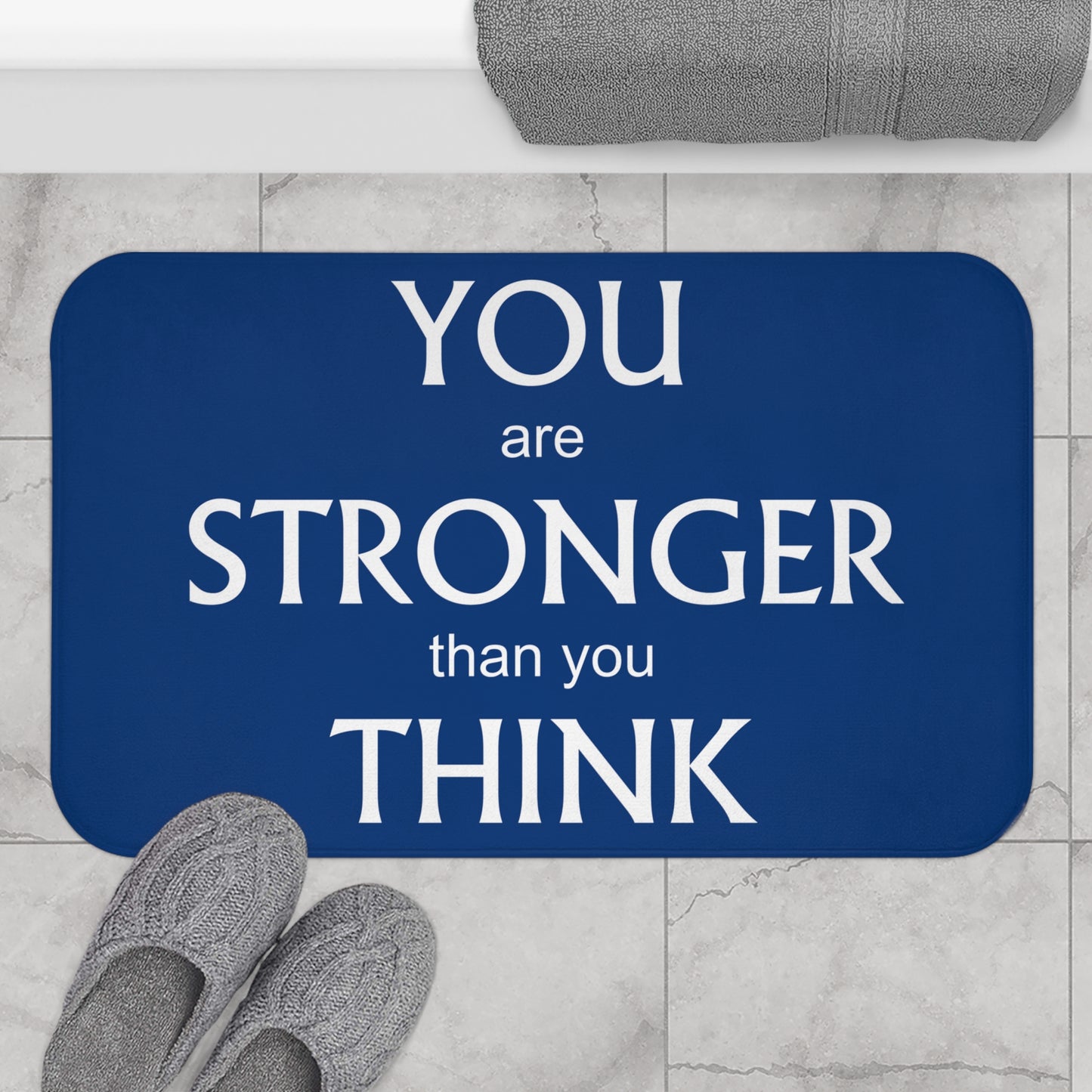 Bath Mat, You Are Strong Memory Foam Microfiber Non Slip Absorbant Shower Mat, Self Esteem Positive Message Rug, Apartment Decor
