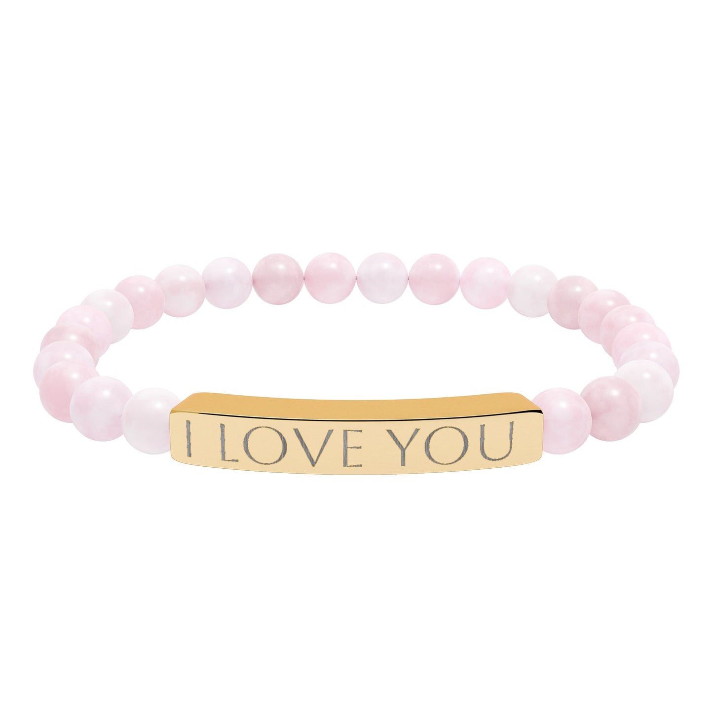 Engraved Natural Stone Stretch Bracelet Personalized Jewelry Gift