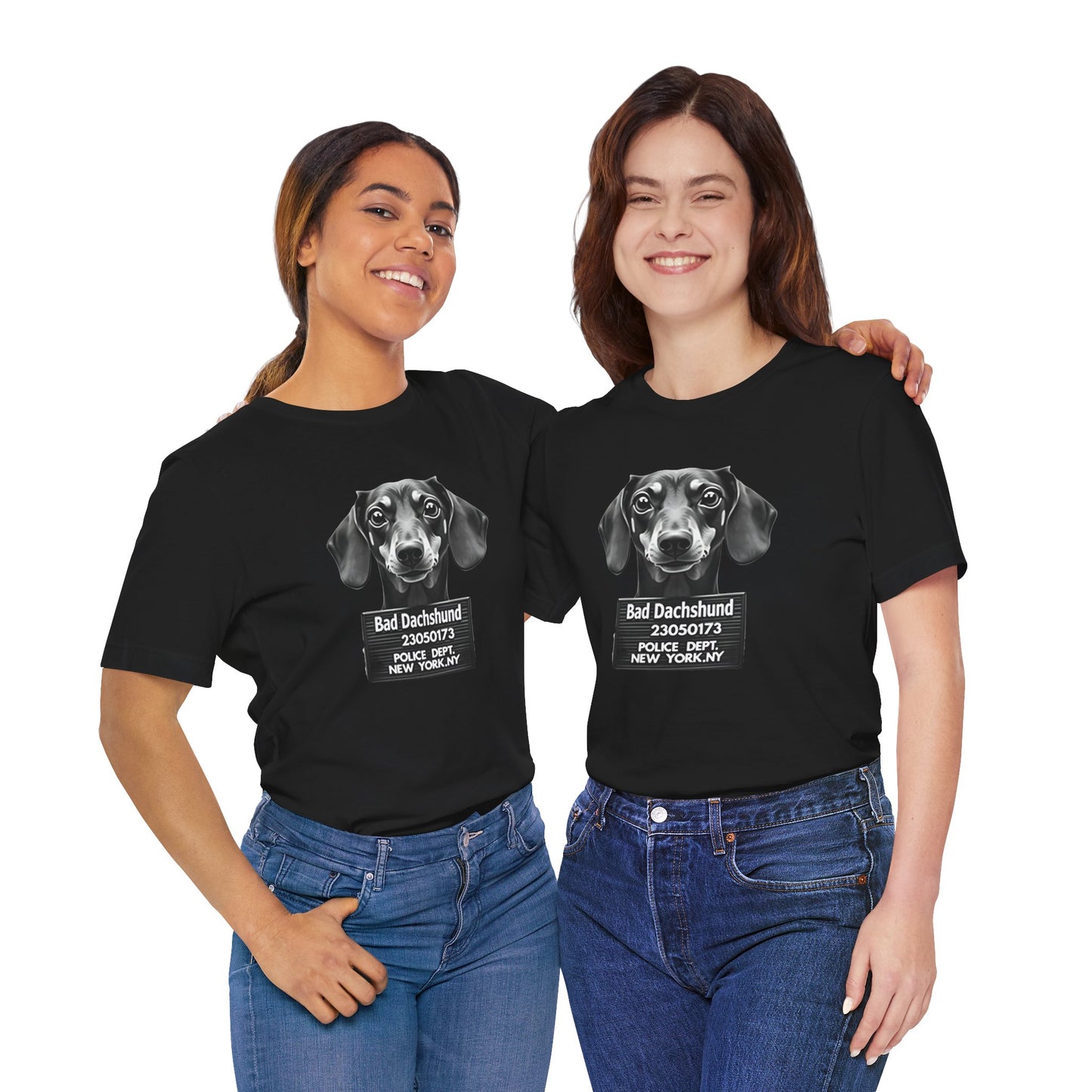 Funny Bad Dachshund Mugshot T-Shirt