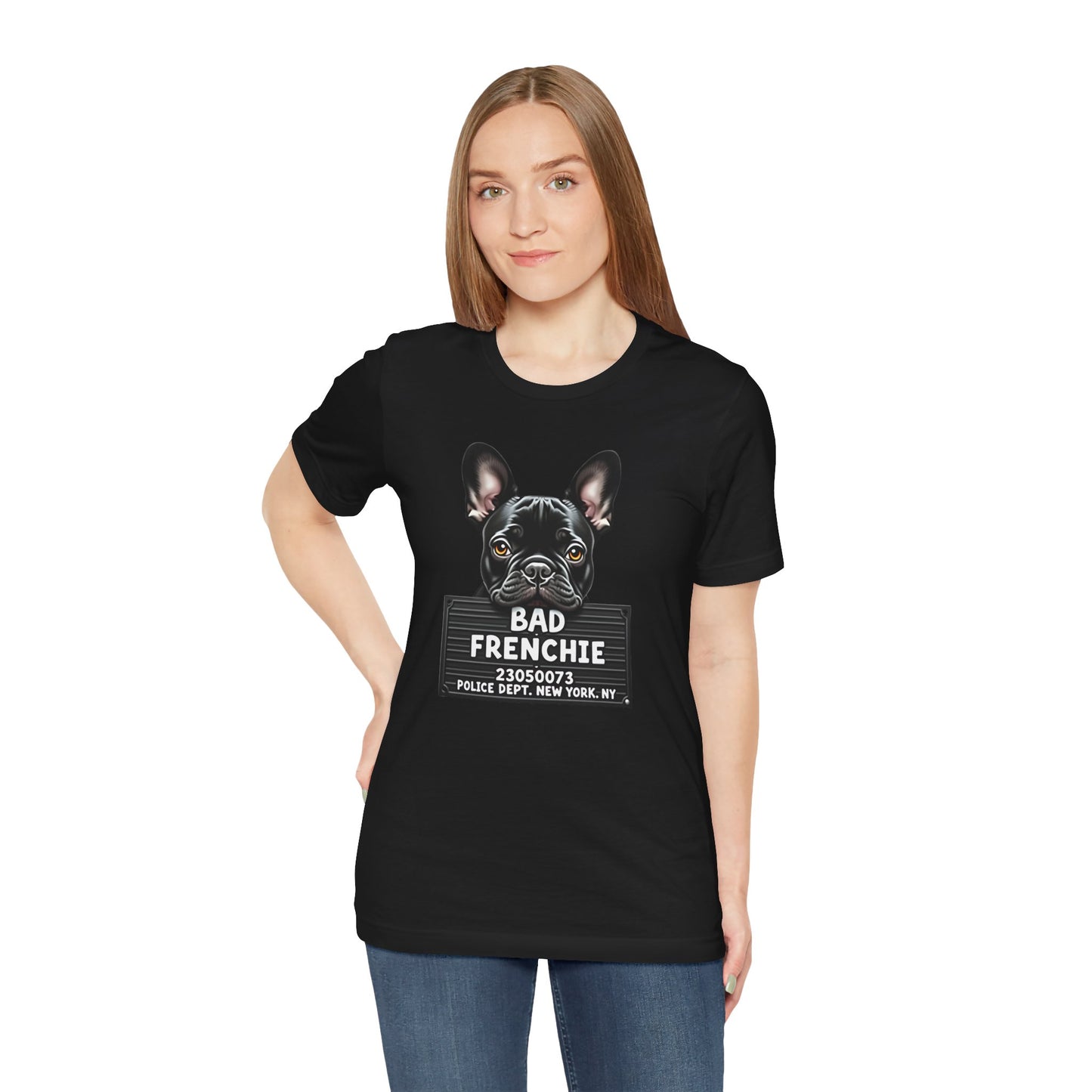 Funny Bad Frenchie Mugshot T-Shirt