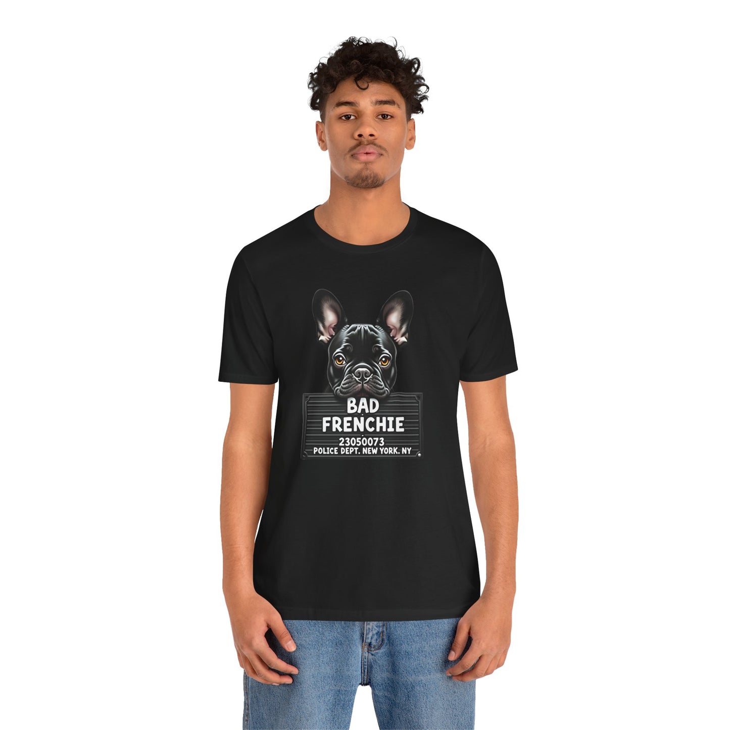 Funny Bad Frenchie Mugshot T-Shirt